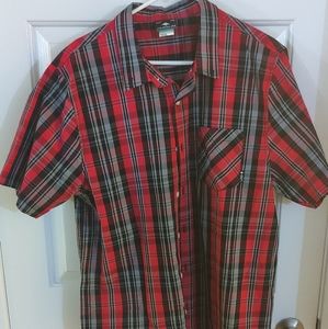 LRG button down red and black shirt